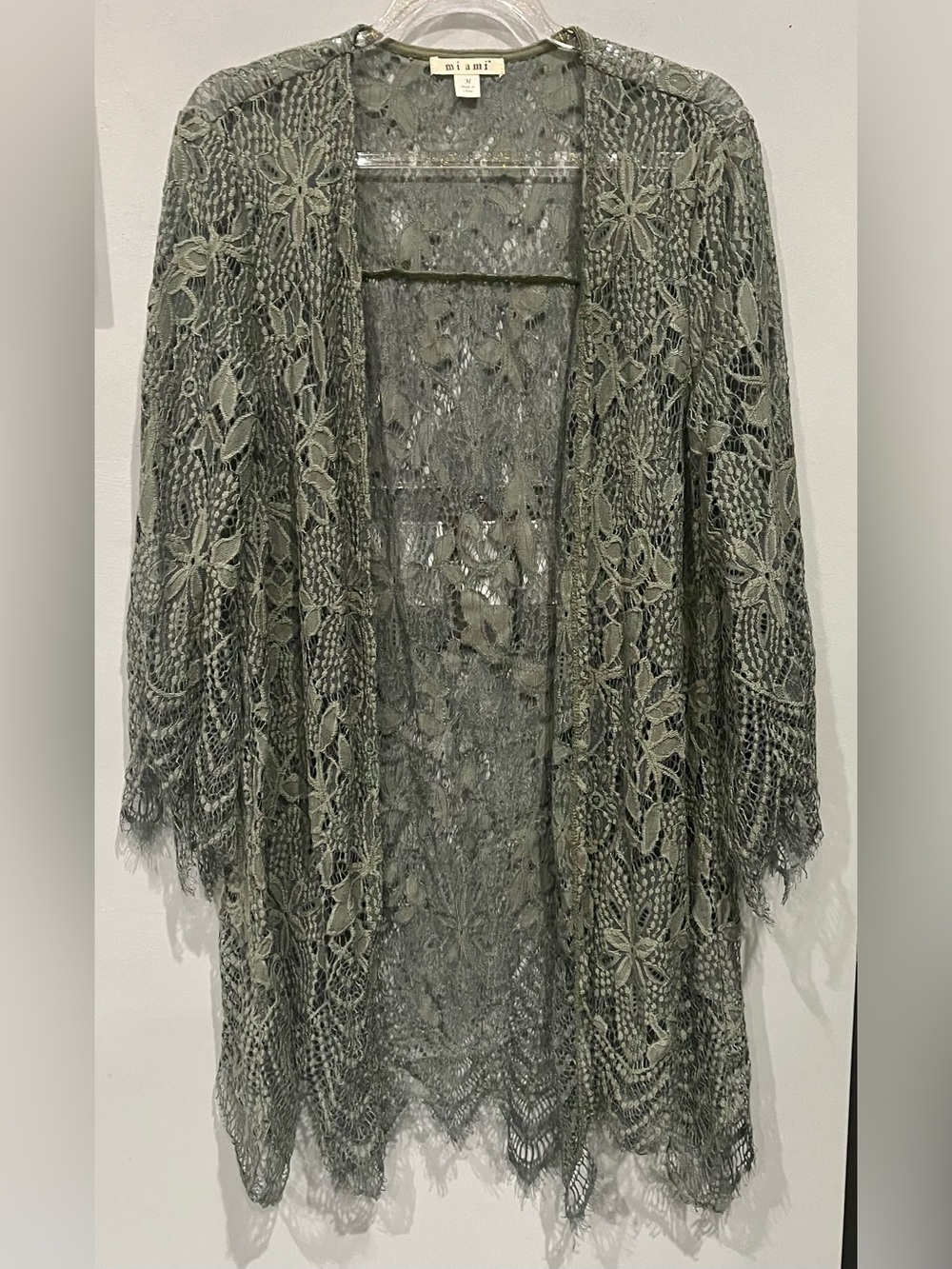 MIAMI OLIVE GREEN LACE SHRUG CARDIGAN